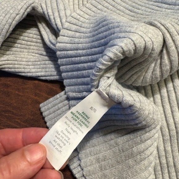 AERIE Gray Ribbed Button Up Collared Sweater XL - Picture 8 of 8